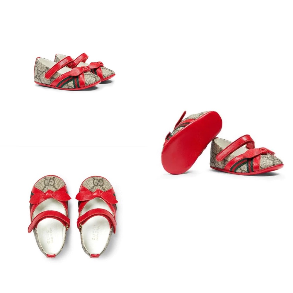KIDS (Baby) Gucci GG Supreme bow-detail ballerina shoes